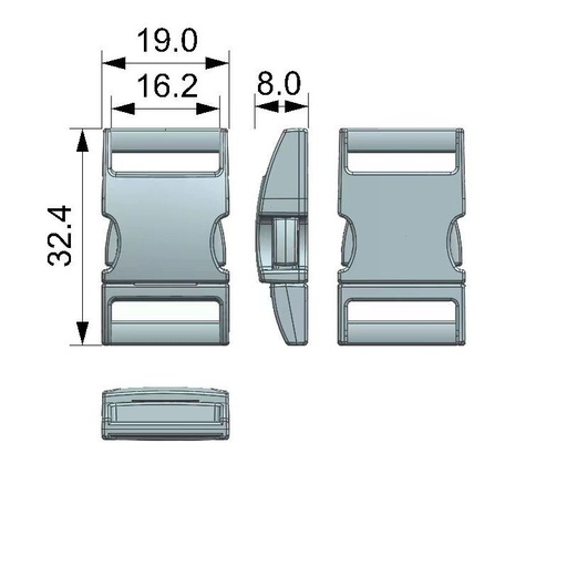 [QKA6003] 5/8"(16MM), Side Squeeze Buckle, Zinc Alloy, QKA6003