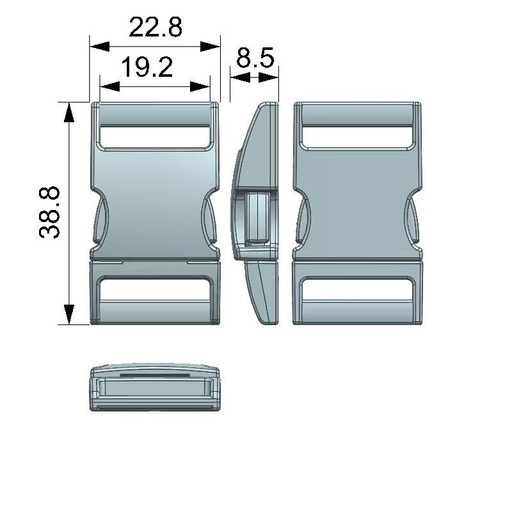 [QKA9003] 3/4"(19MM), Side Squeeze Buckle, Zinc Alloy, QKA9003