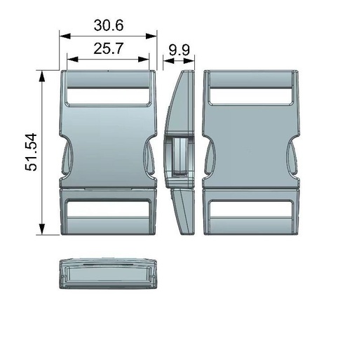 [QKB5003] 1"(25MM), Side Squeeze Buckle, Zinc Alloy, QKB5003