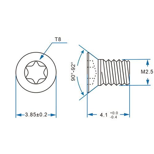 [TJ010] M2.5*L4.1MM, śruba, mosiądz, TJ010